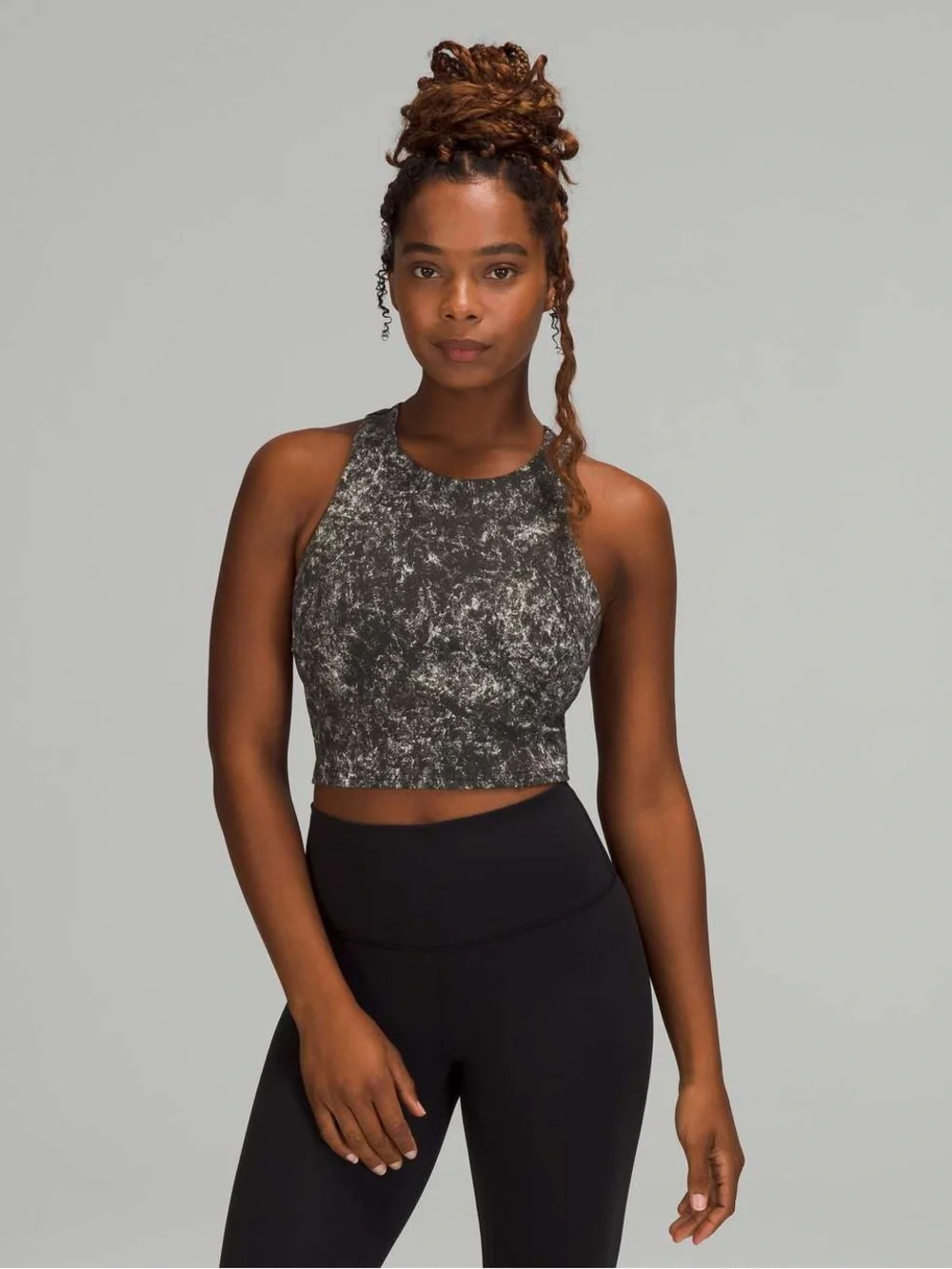 Lululemon Invigorate Training Tank Top Denim Wash Print White Opal Multi Size 6